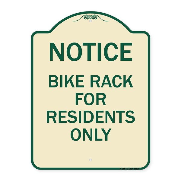 Bike Rack for Residents Heavy-Gauge Aluminum Architectural Sign, 24" x 18", TG-1824-23530